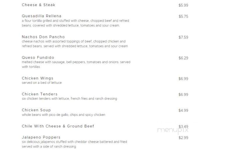 Don Pancho Mexican Restaurant - Jackson, TN menu_pic