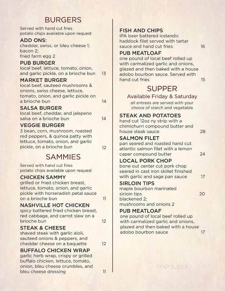 The Pub Outback - East Burke, VT menu_pic