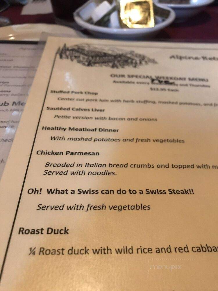 Alpine Retreat - Hubertus, WI menu_pic