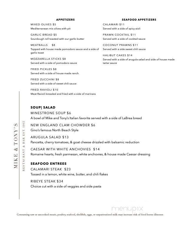 Mike & Tony's Restaurant - Mount Shasta, CA menu_pic