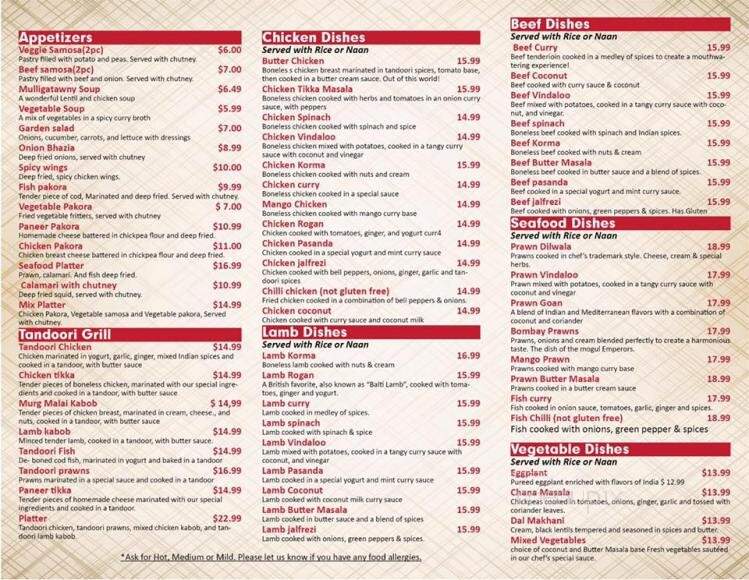Heritage Indian Cuisine - Duncan, BC menu_pic