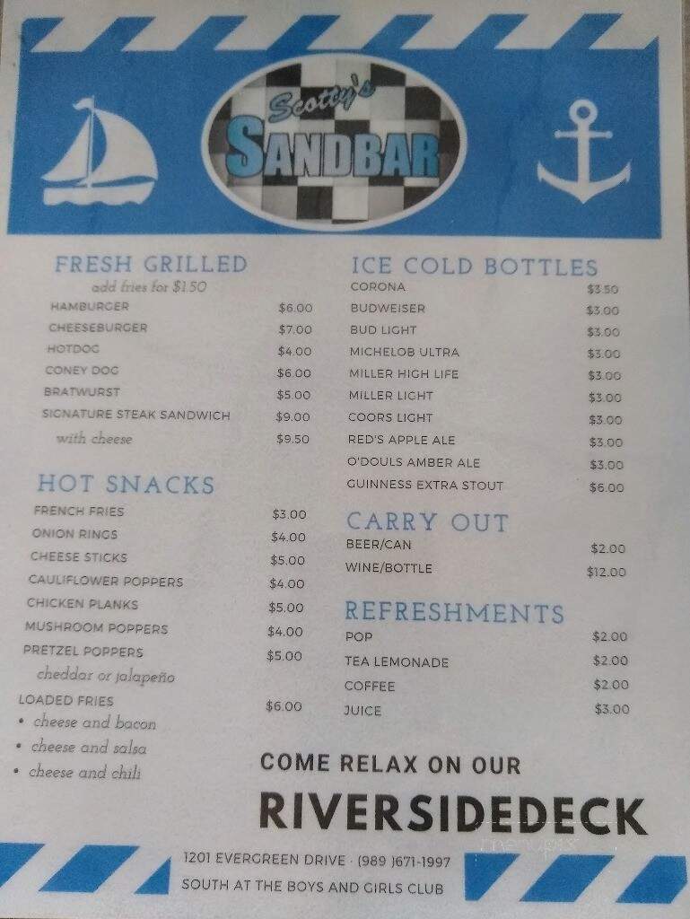 Scotty's Sandbar - Bay City, MI menu_pic