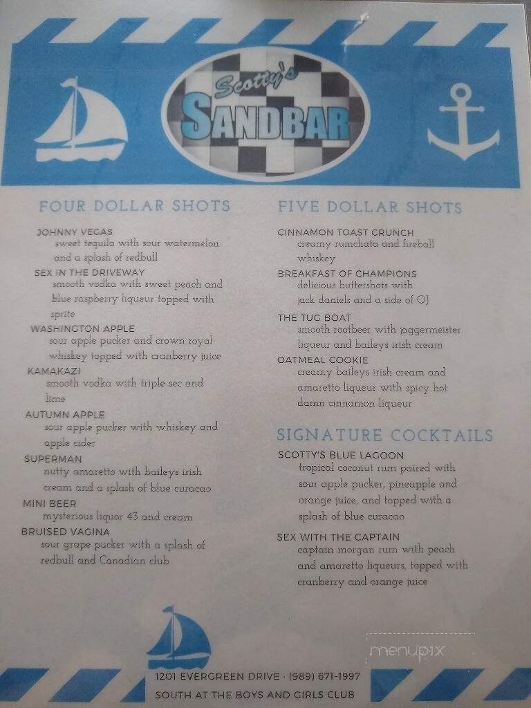 Scotty's Sandbar - Bay City, MI menu_pic
