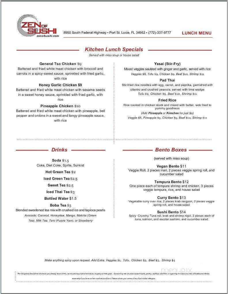 Zen of Sushi - Port Saint Lucie, FL menu_pic