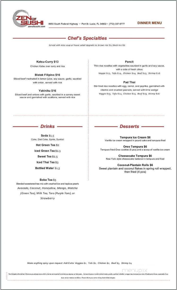 Zen of Sushi - Port Saint Lucie, FL menu_pic