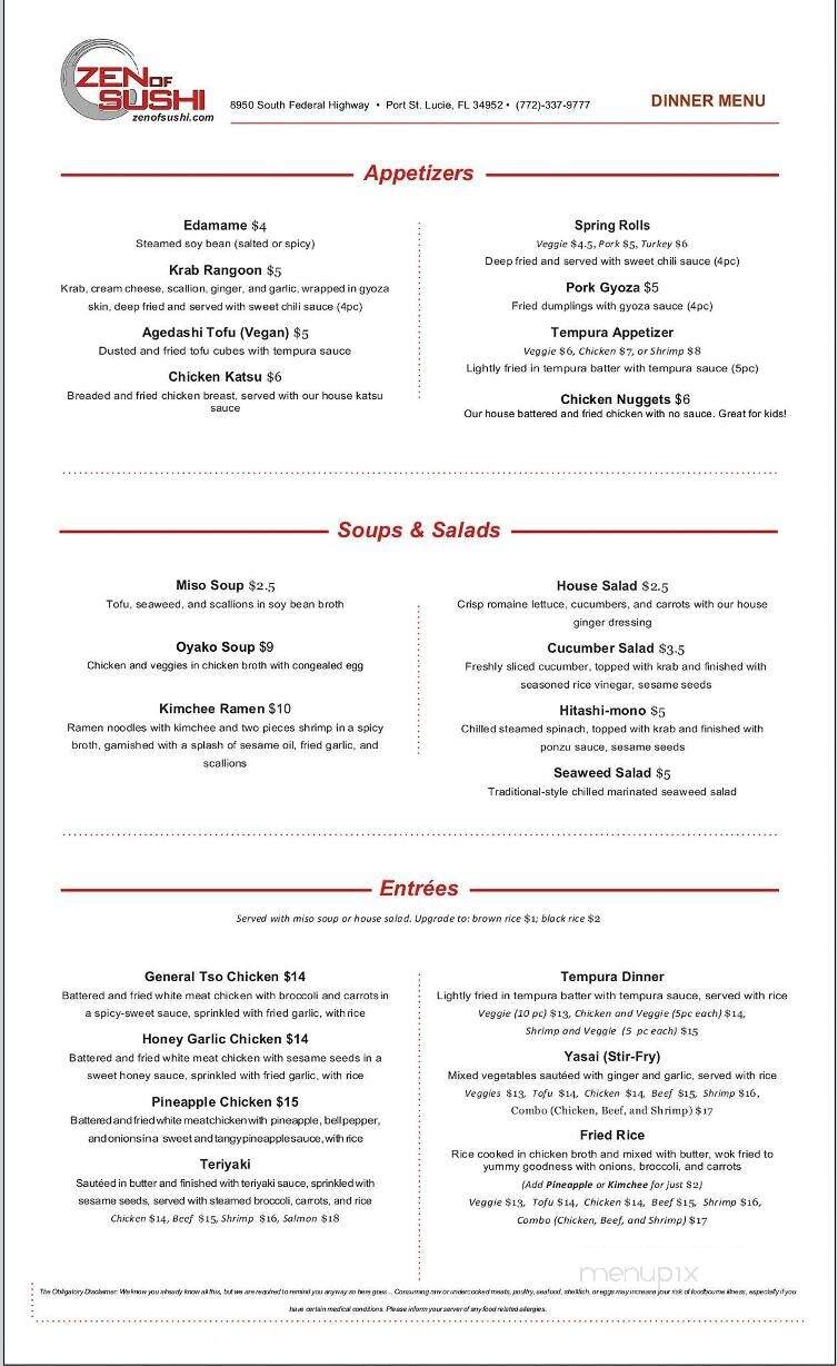 Zen of Sushi - Port Saint Lucie, FL menu_pic