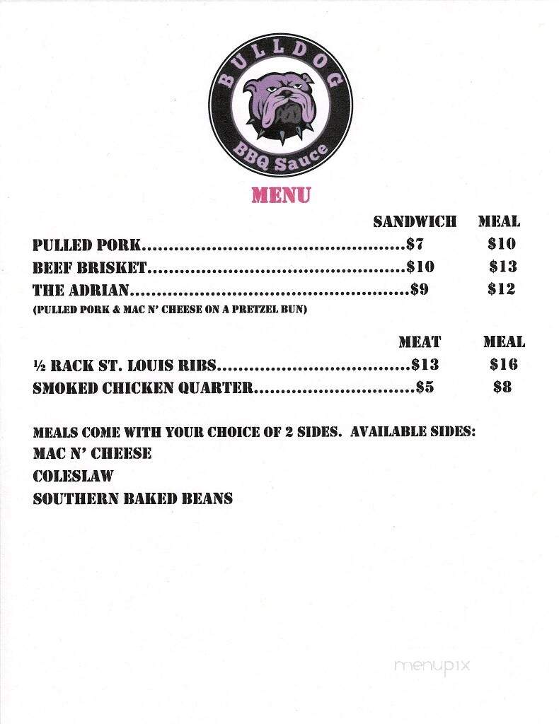 Bulldog BBQ - Wilkes-Barre, PA menu_pic