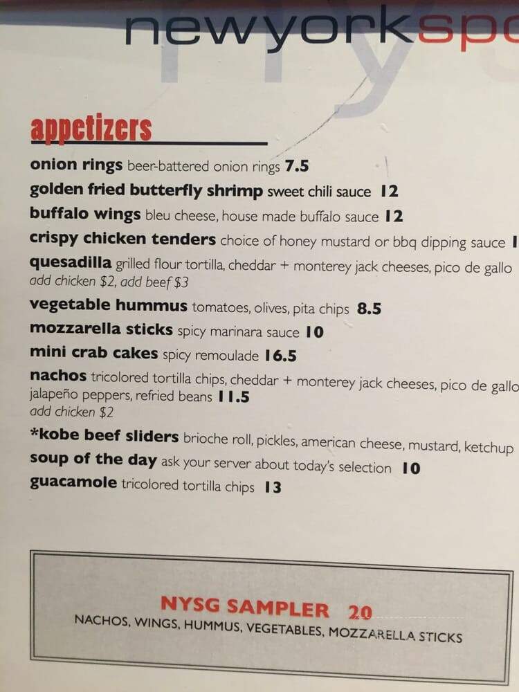 New York Sports Grill - Jamaica, NY menu_pic