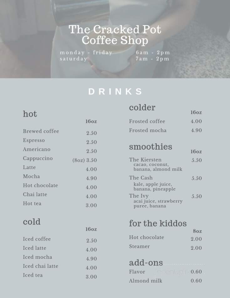 The Cracked Pot Coffee Shop - Mechanicsburg, PA menu_pic