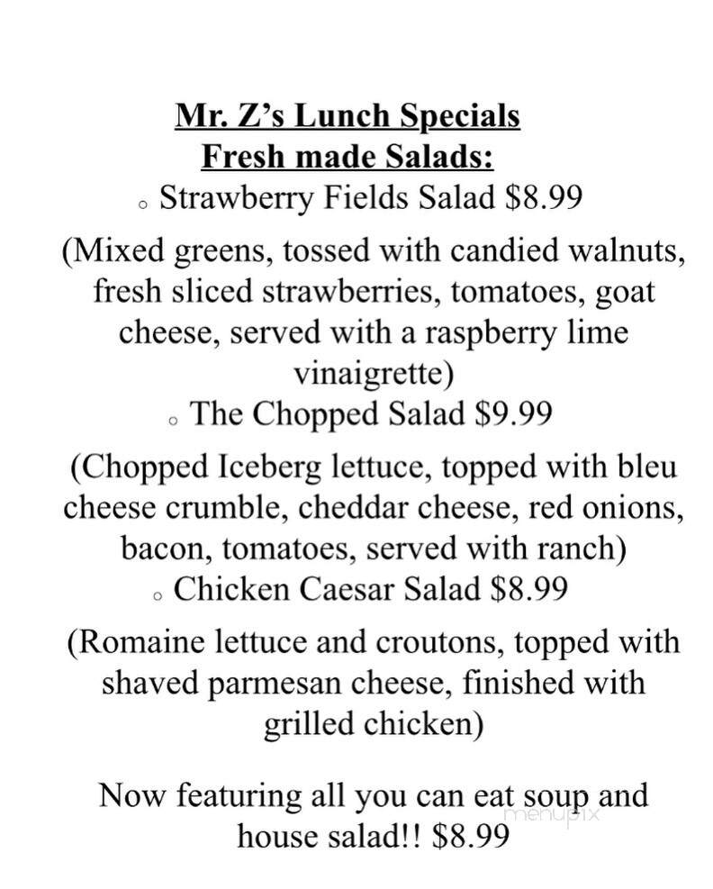 Mr. Z's Pipasa By The Lake - Chepachet, RI menu_pic