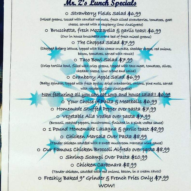 Mr. Z's Pipasa By The Lake - Chepachet, RI menu_pic