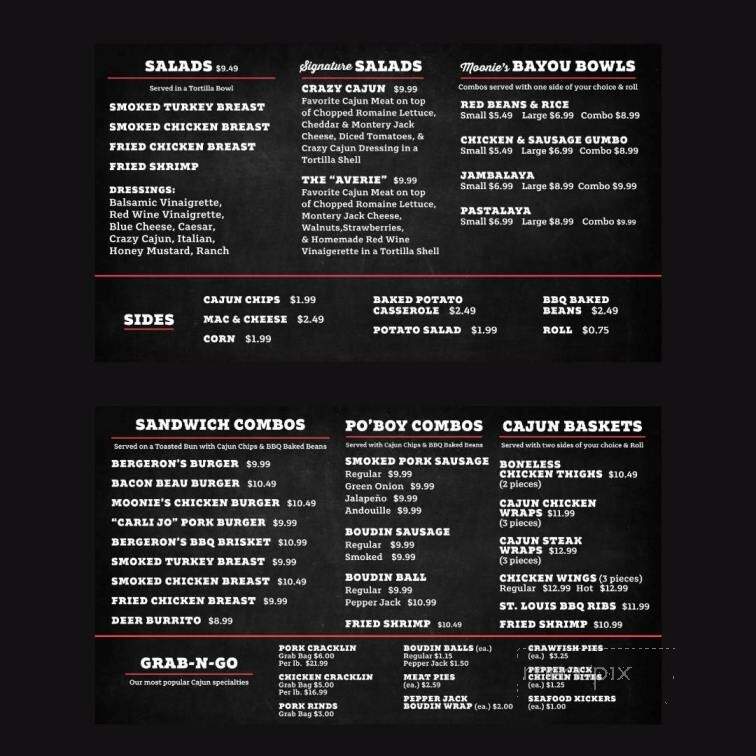 Bergeron's Boudin & Cajun Meats - Gonzales, LA menu_pic