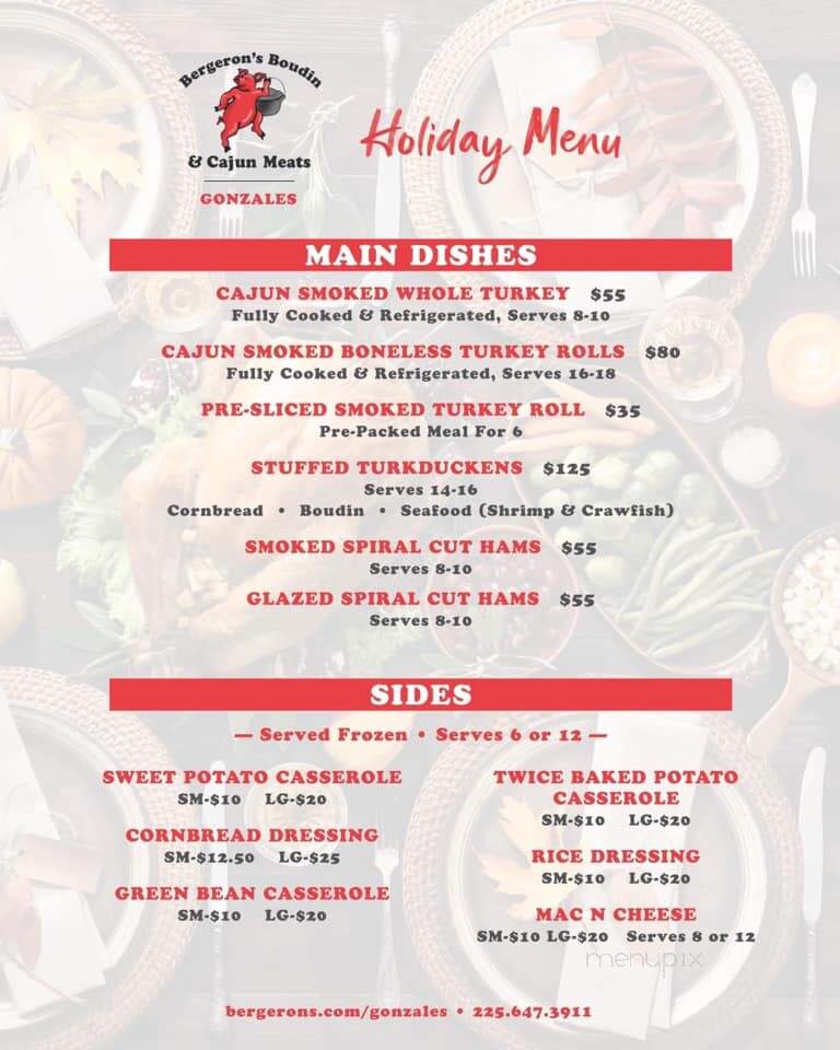 Bergeron's Boudin & Cajun Meats - Gonzales, LA menu_pic