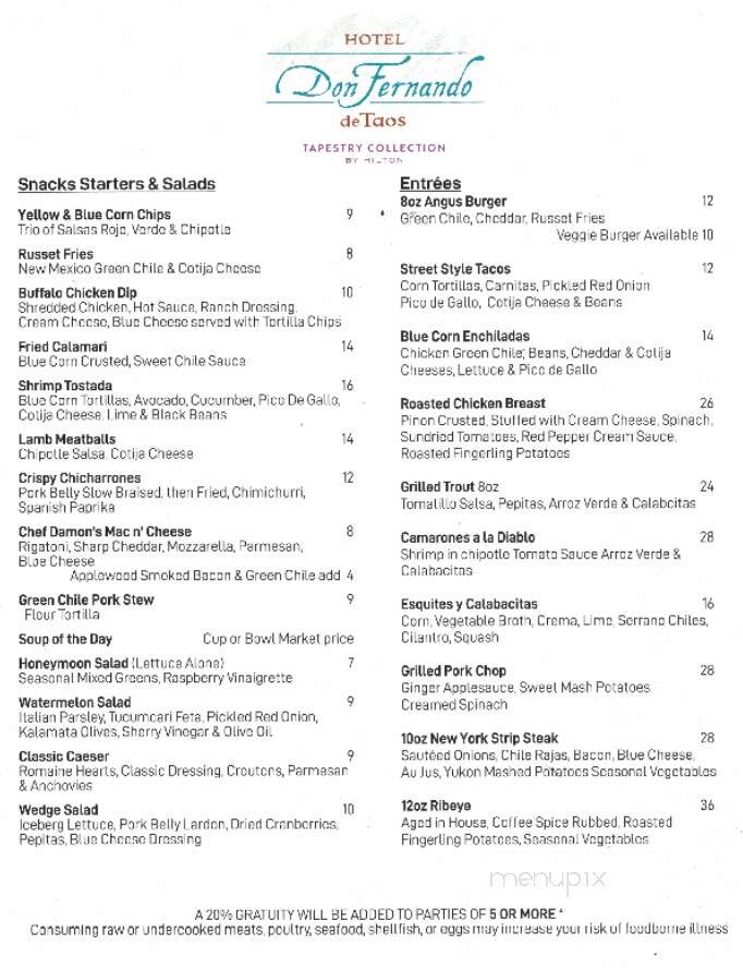 Palettes - Taos, NM menu_pic
