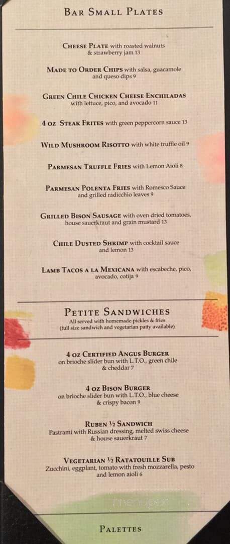 Palettes - Taos, NM menu_pic