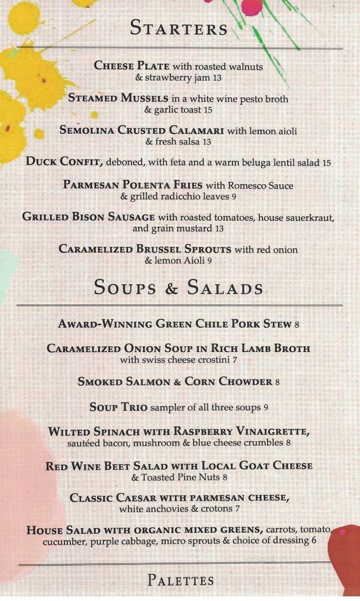 Palettes - Taos, NM menu_pic