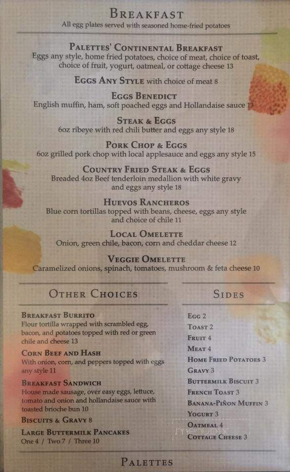 Palettes - Taos, NM menu_pic