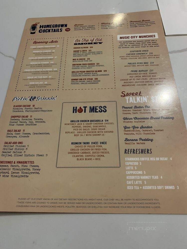 Old Hickory Grill - Nashville, TN menu_pic
