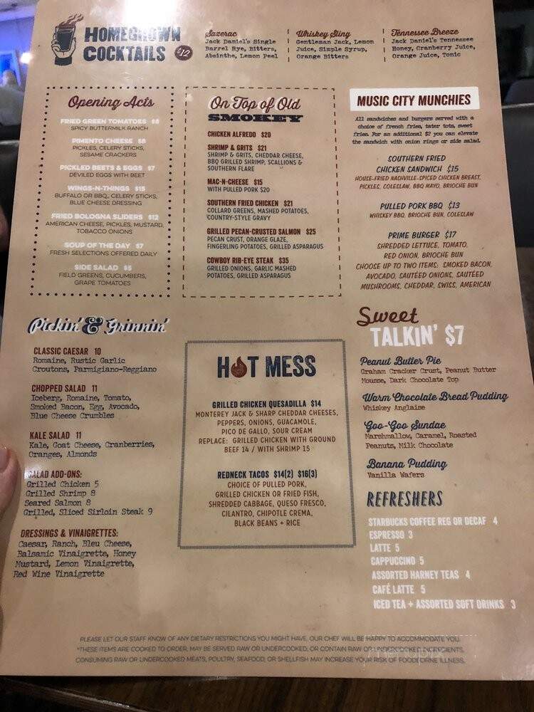 Old Hickory Grill - Nashville, TN menu_pic