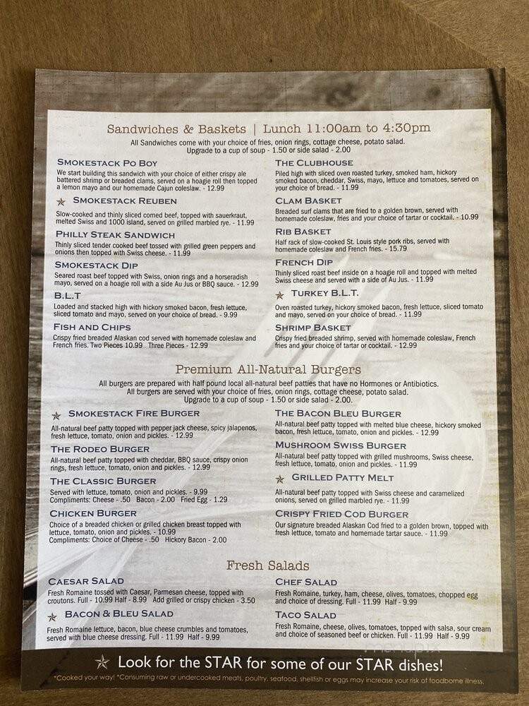 The Smokestack Diner - Everson, WA menu_pic