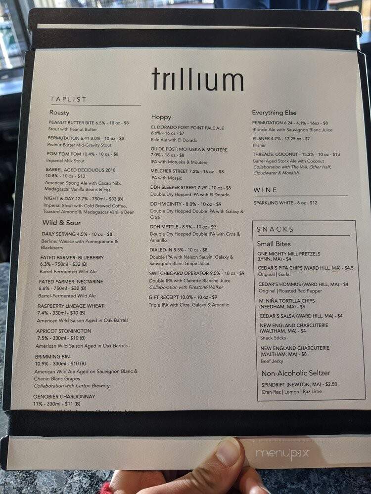 Trillium Brewing Fenway - Boston, MA menu_pic