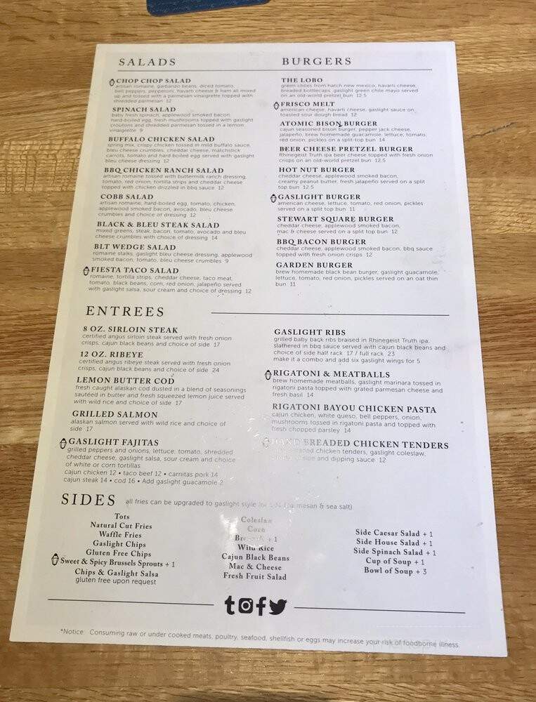Gaslight Brewhouse - Oxford, OH menu_pic