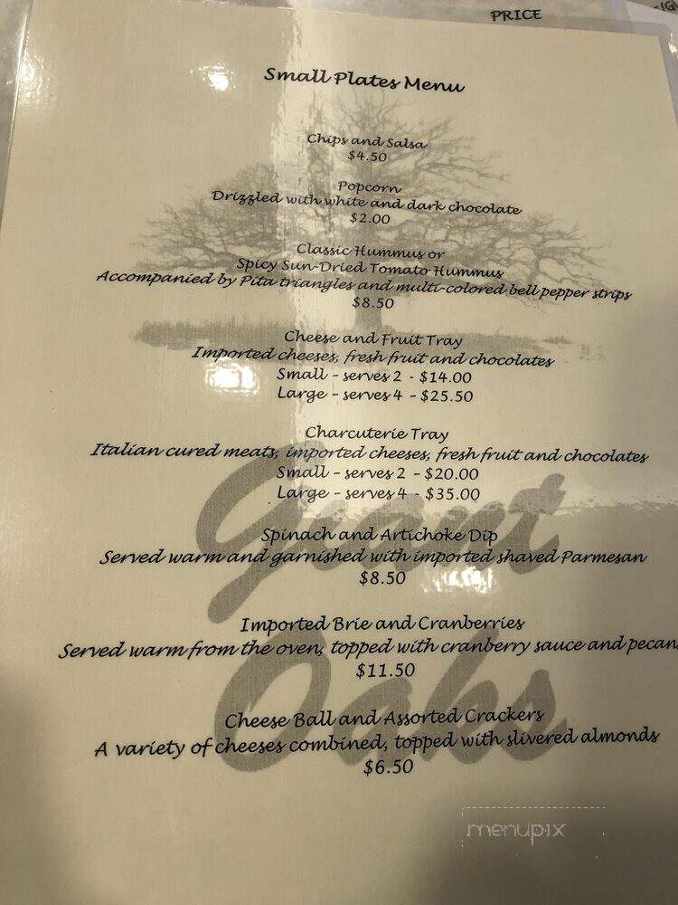 Giant Oaks Winery - Finleyville, PA menu_pic