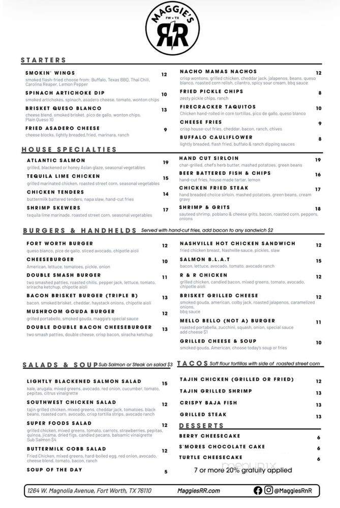 Maggie's R&R - Fort Worth, TX menu_pic