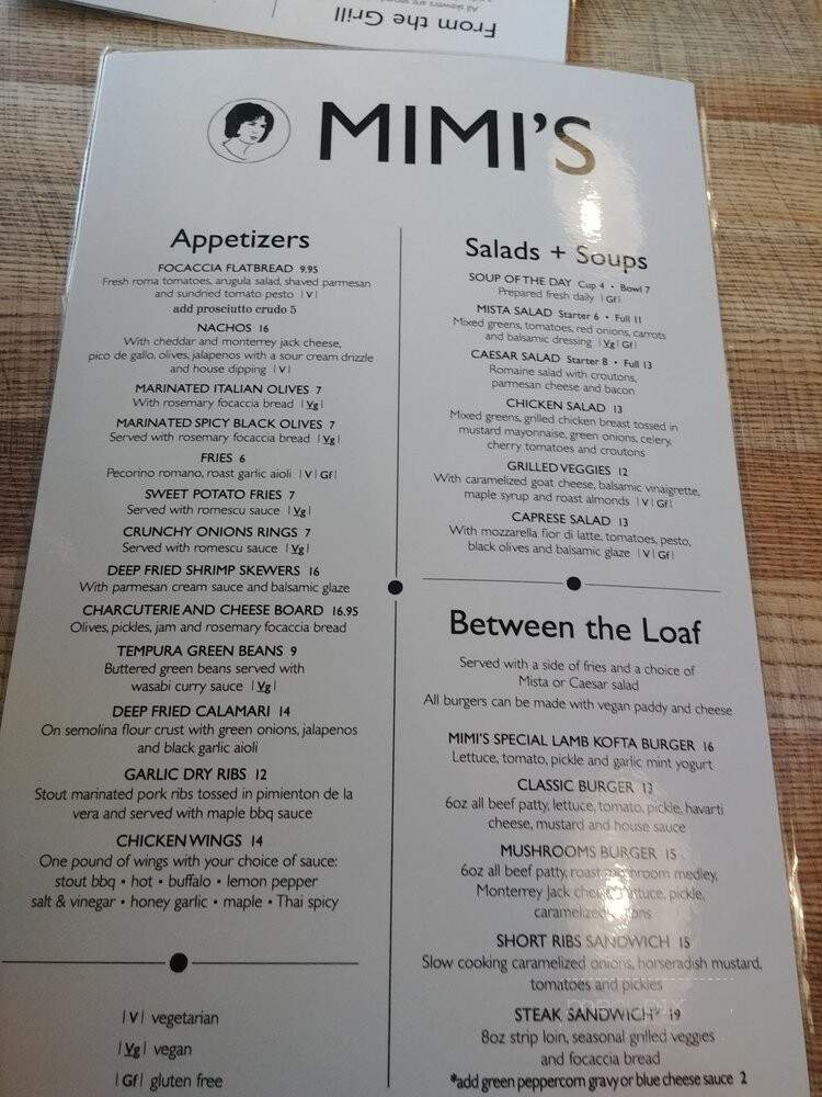 Mimi's Pub & Restaurant - Edmonton, AB menu_pic