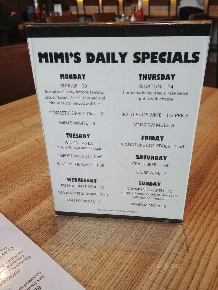 Mimi's Pub & Restaurant - Edmonton, AB menu_pic