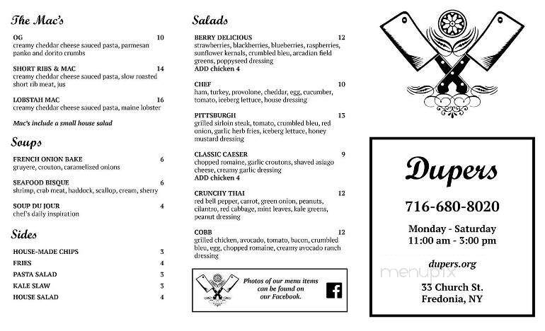 Dupers - Fredonia, NY menu_pic