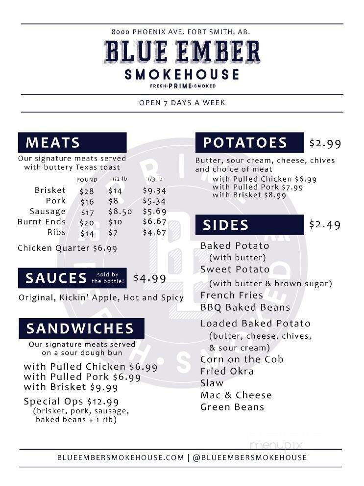 Blue Ember Smokehouse - Fort Smith, AR menu_pic
