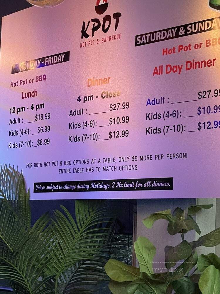 Kpot Hot Pot & Korean Barbecue - Union, NJ menu_pic