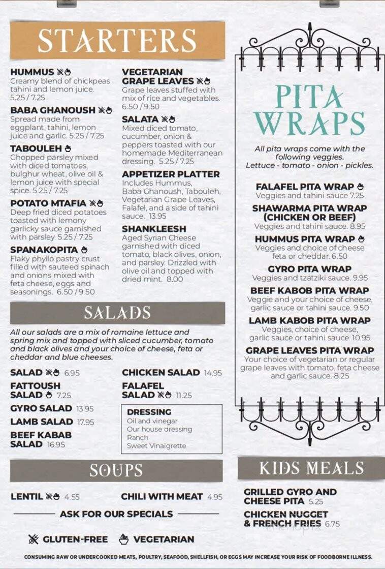 Sittay's Mediterranean Kitchen - Greensburg, PA menu_pic