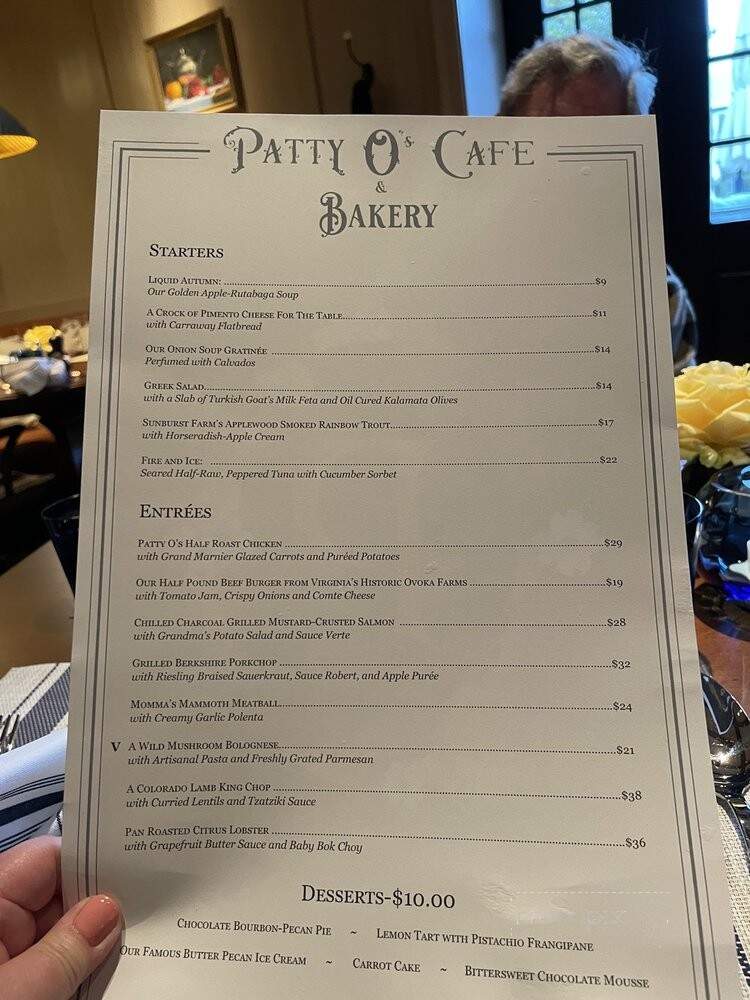 Patty O's - Washington, VA menu_pic