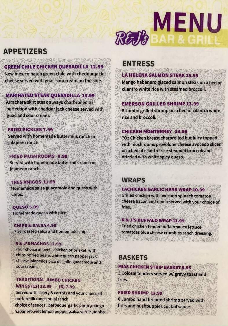 RJ's Bar and Grill - Grapevine, TX menu_pic