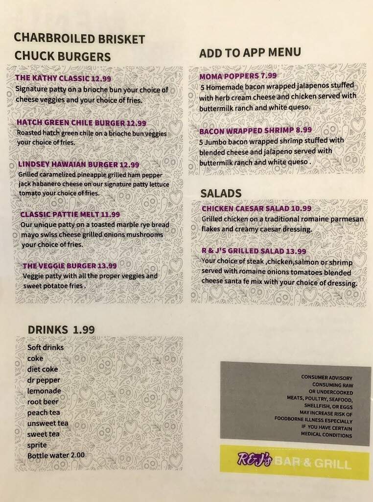 RJ's Bar and Grill - Grapevine, TX menu_pic