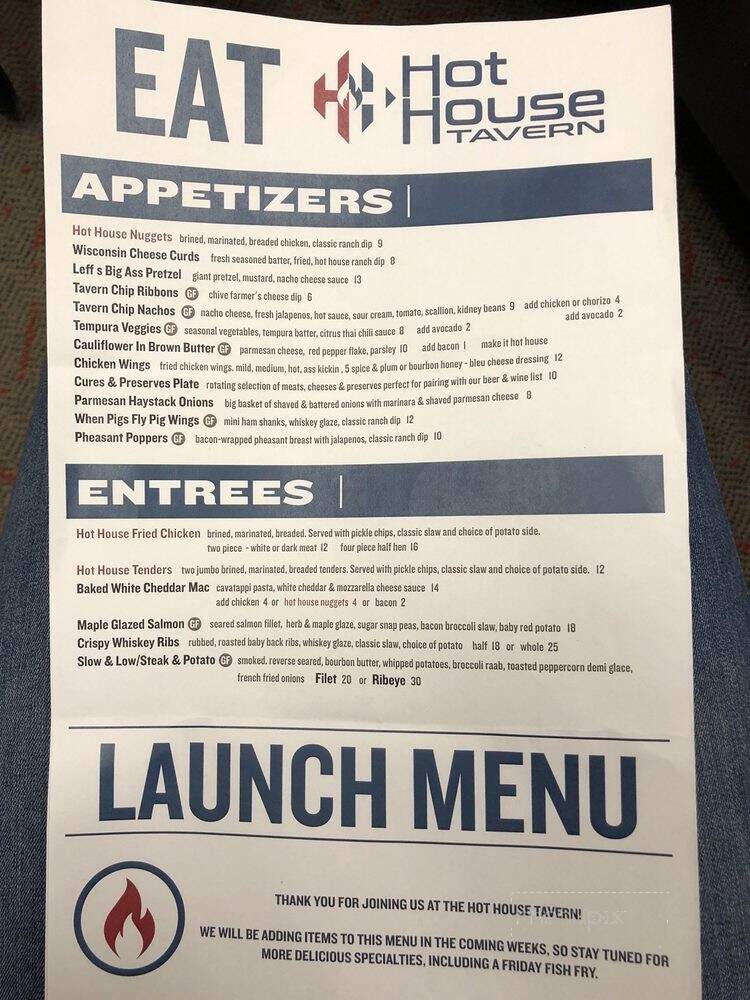 Hot House Tavern - Menomonee Falls, WI menu_pic