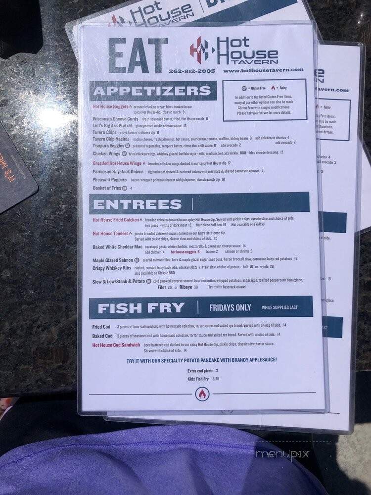 Hot House Tavern - Menomonee Falls, WI menu_pic