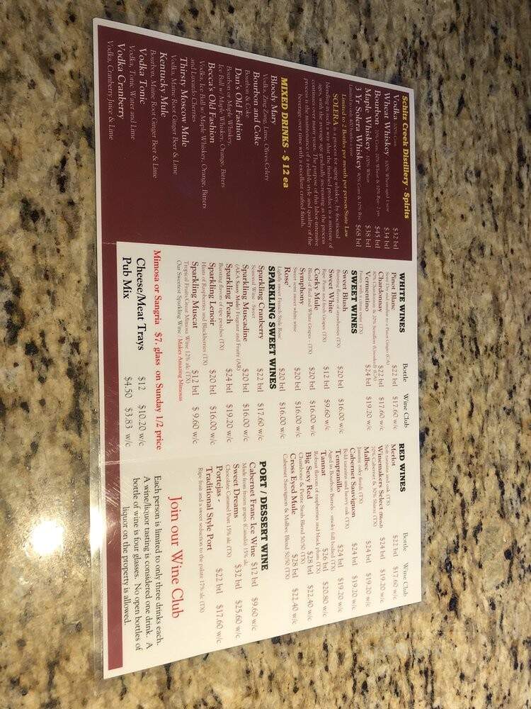 Thirsty Mule Winery - Liberty Hill, TX menu_pic