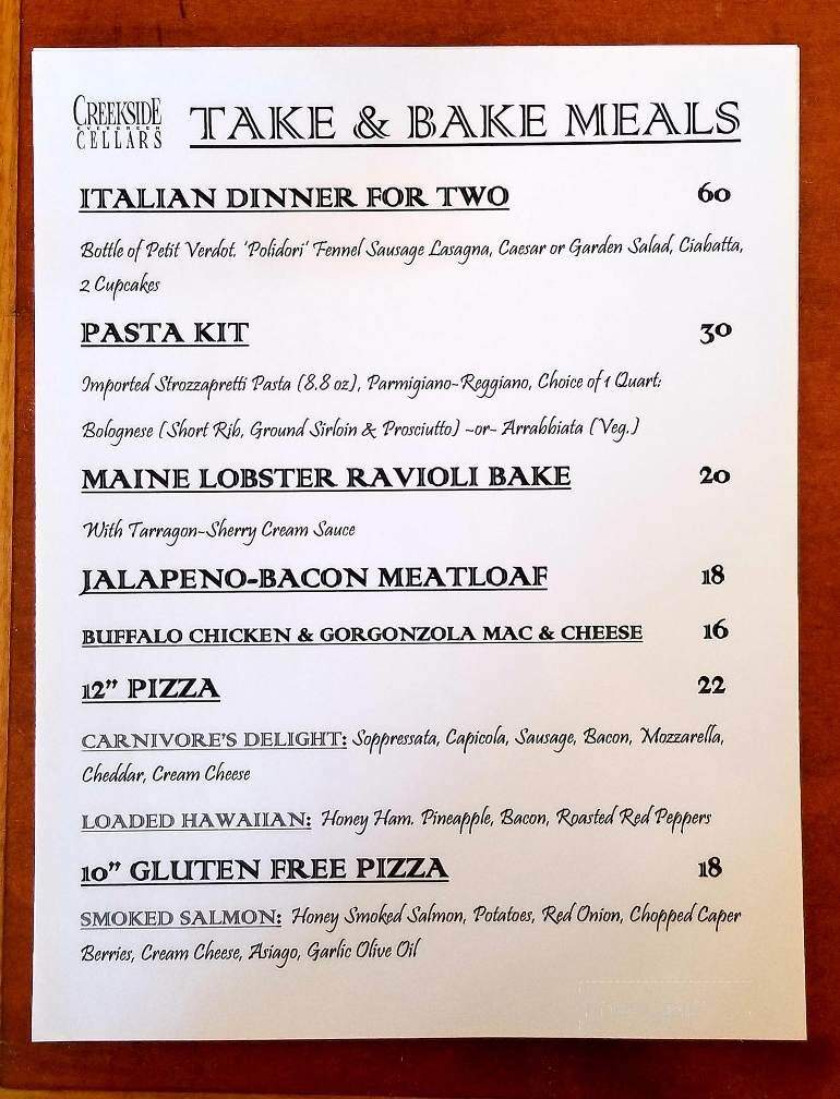 Creekside Cellars - Evergreen, CO menu_pic