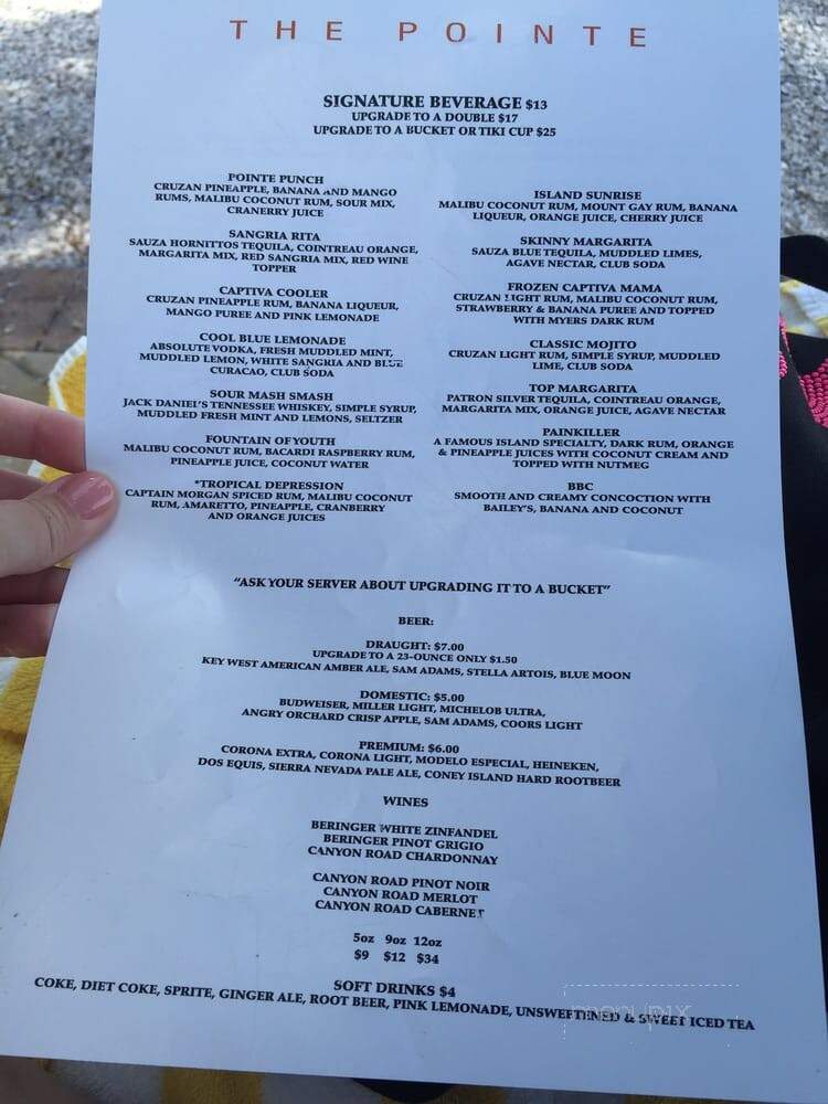 The Pointe - Captiva, FL menu_pic