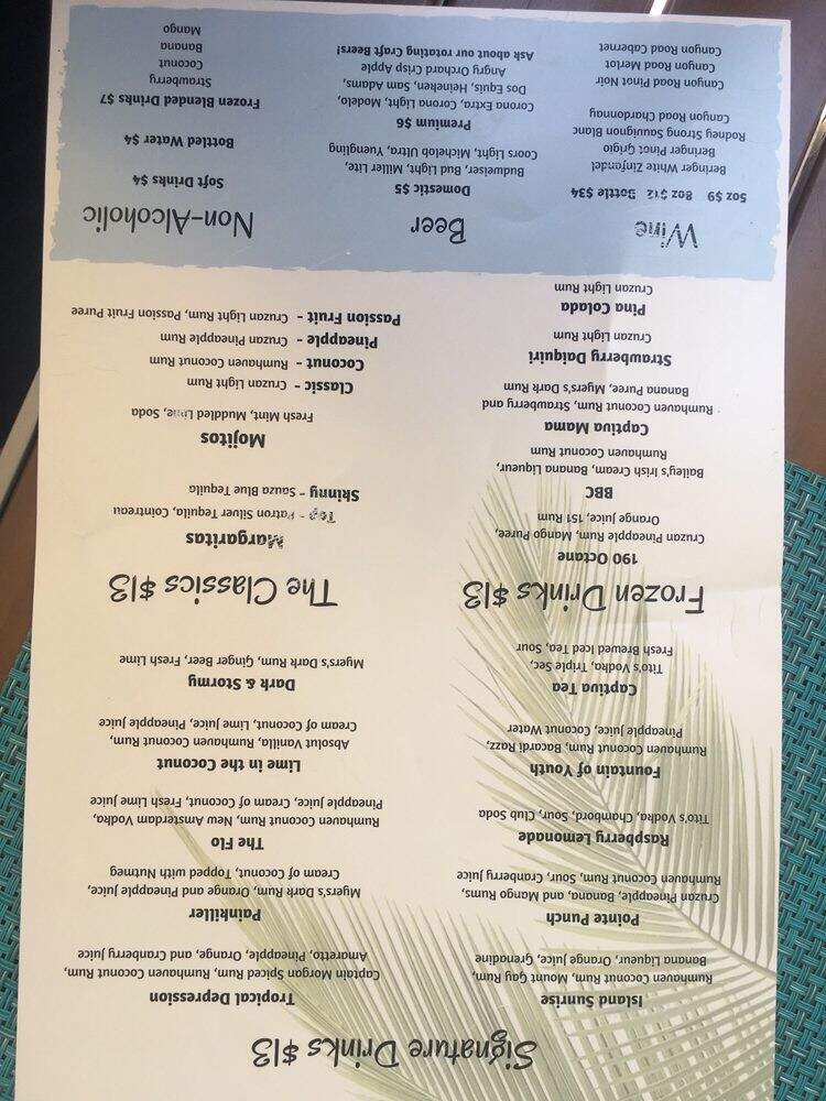 The Pointe - Captiva, FL menu_pic