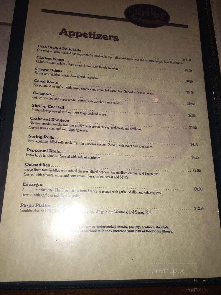 Canal Grille - Canal Fulton, OH menu_pic