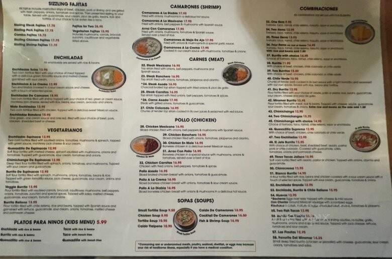 Miramar Mexican Restaurant - Dallas, OR menu_pic
