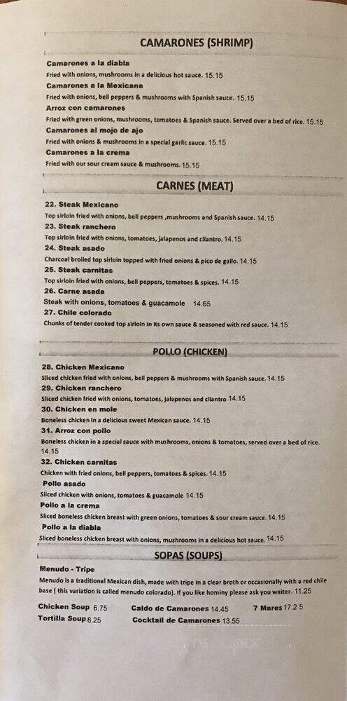 Miramar Mexican Restaurant - Dallas, OR menu_pic