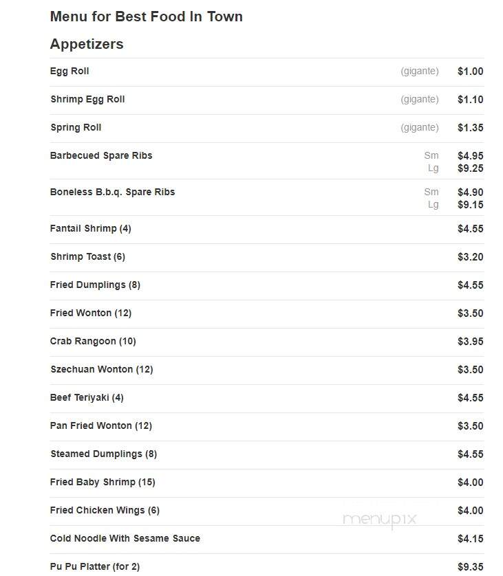 Best Food in Town - Hammonton, NJ menu_pic