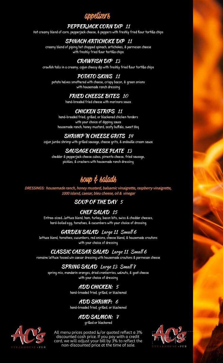 AC's Steakhouse & Pub - Hernando, MS menu_pic
