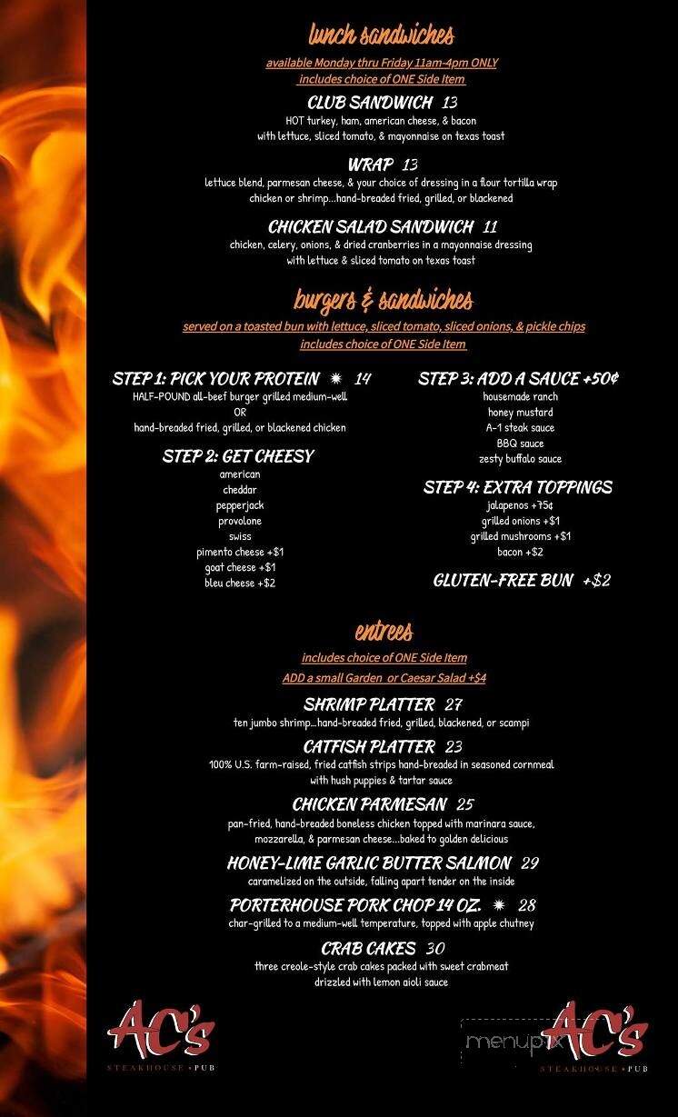 AC's Steakhouse & Pub - Hernando, MS menu_pic