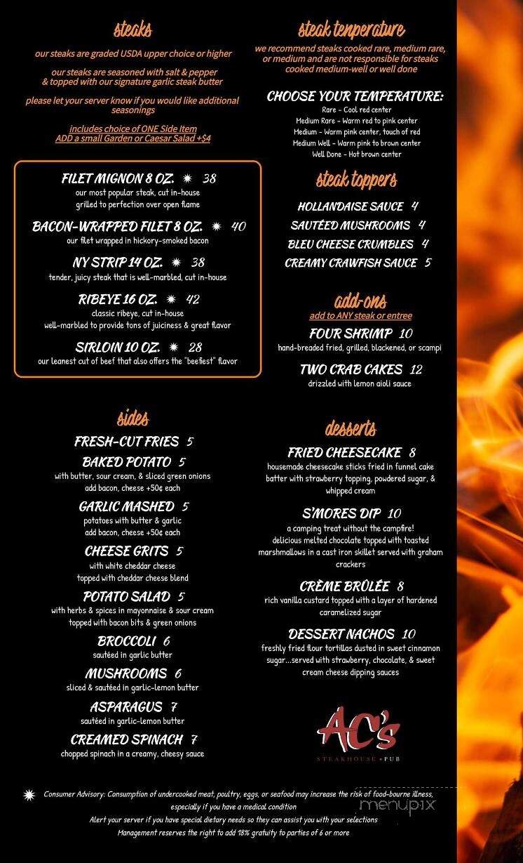 AC's Steakhouse & Pub - Hernando, MS menu_pic